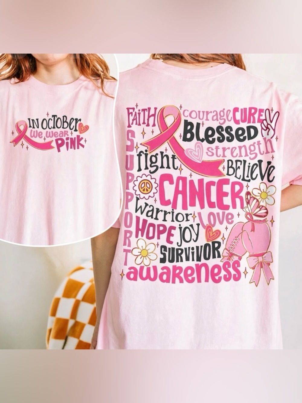 Nobody Fights Alone Breast Cancer Awareness Comfort Color, October Wear Pink Tee